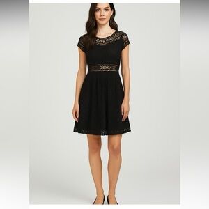 H& M Divided Fit& Flare style black lacy dress with cute cutouts!